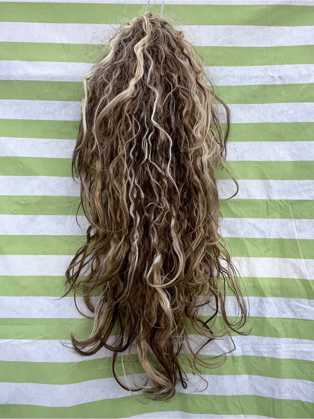 Natural Look Long Wavy Hairpiece in Blonde and Brown Hair Clip